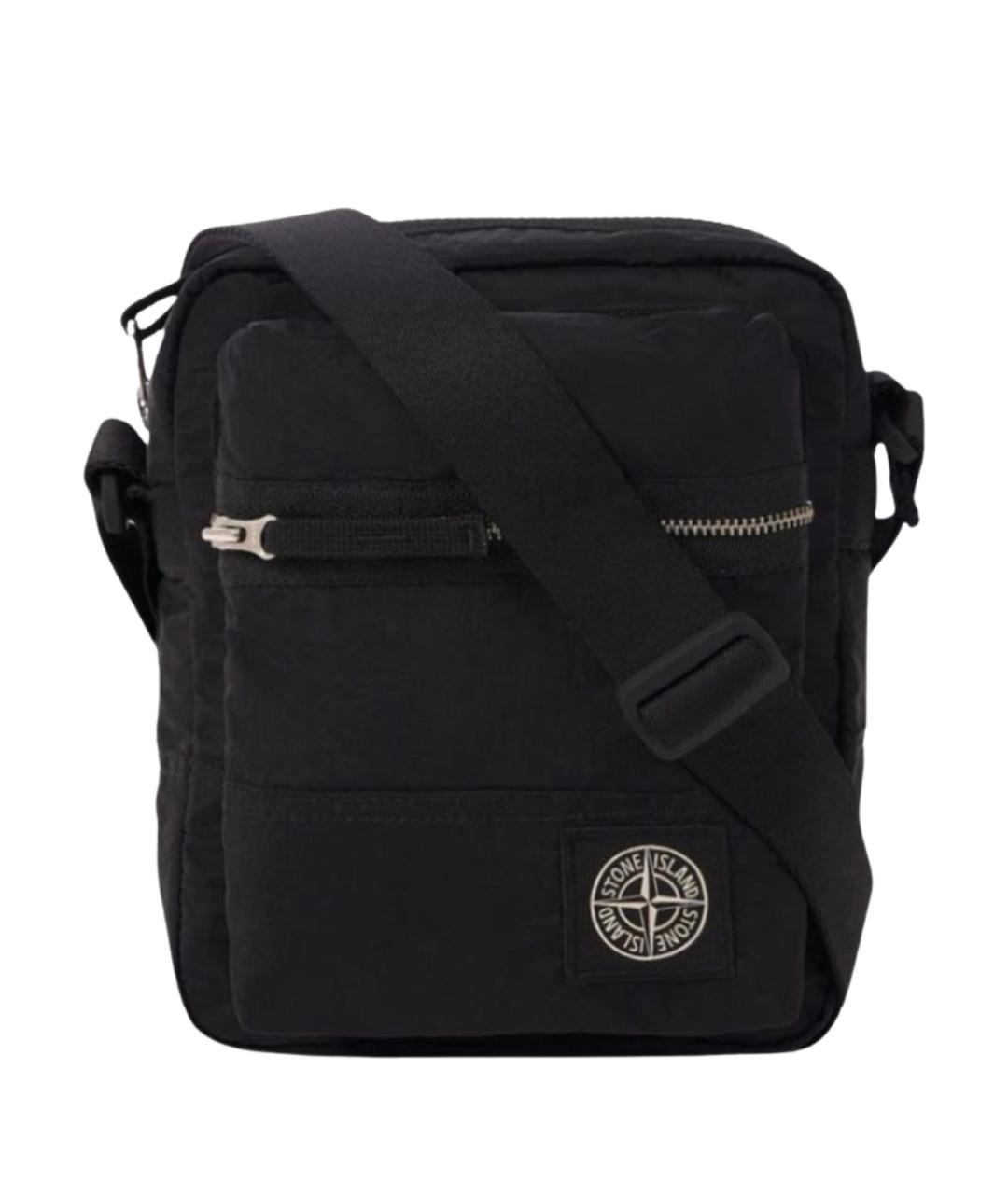 STONE ISLAND Черная тканевая сумка на плечо, фото 1