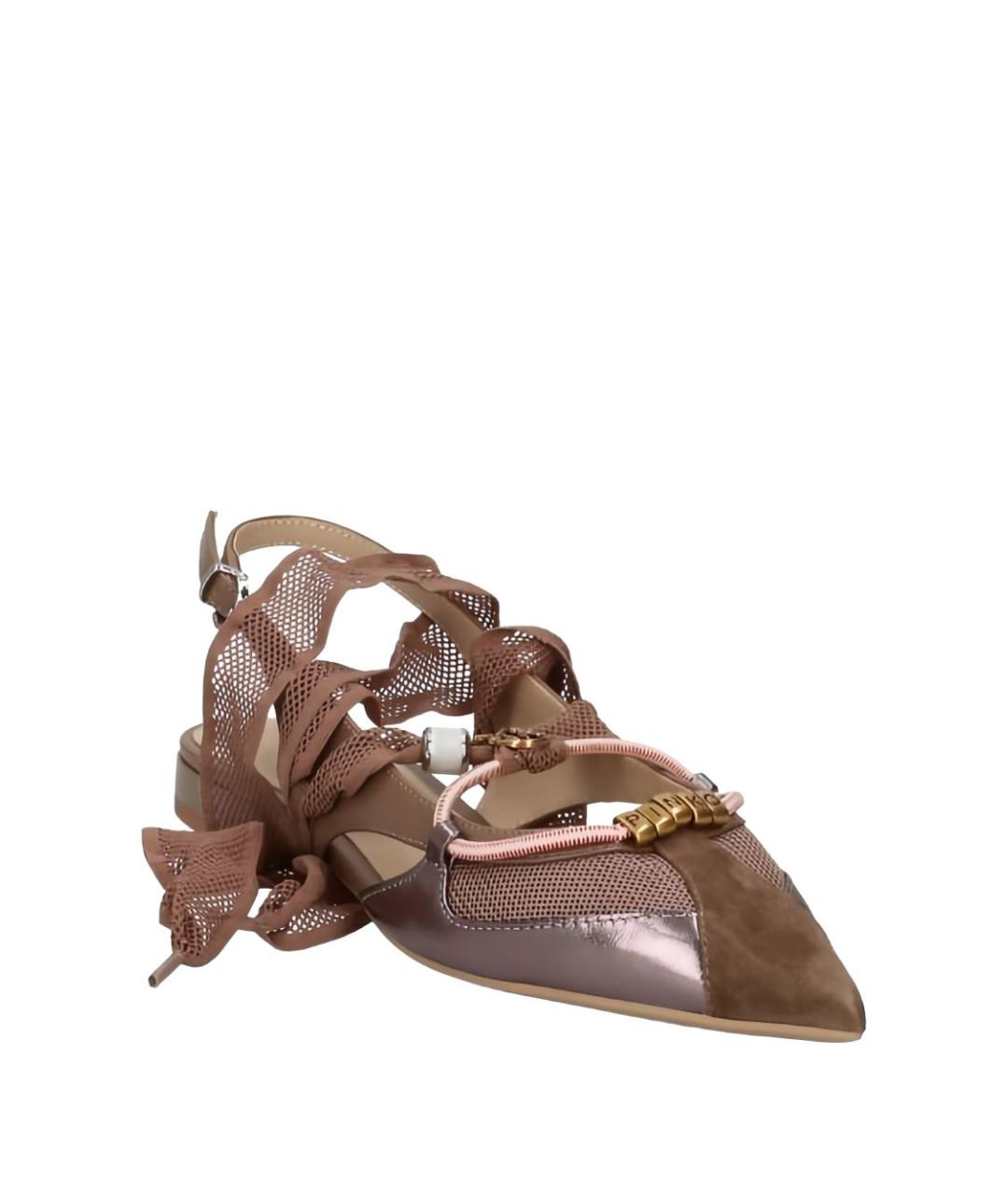 PINKO Коричневые текстильные балетки, фото 2