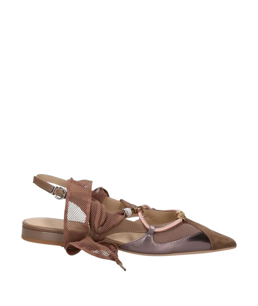 PINKO Коричневые текстильные балетки, фото 1