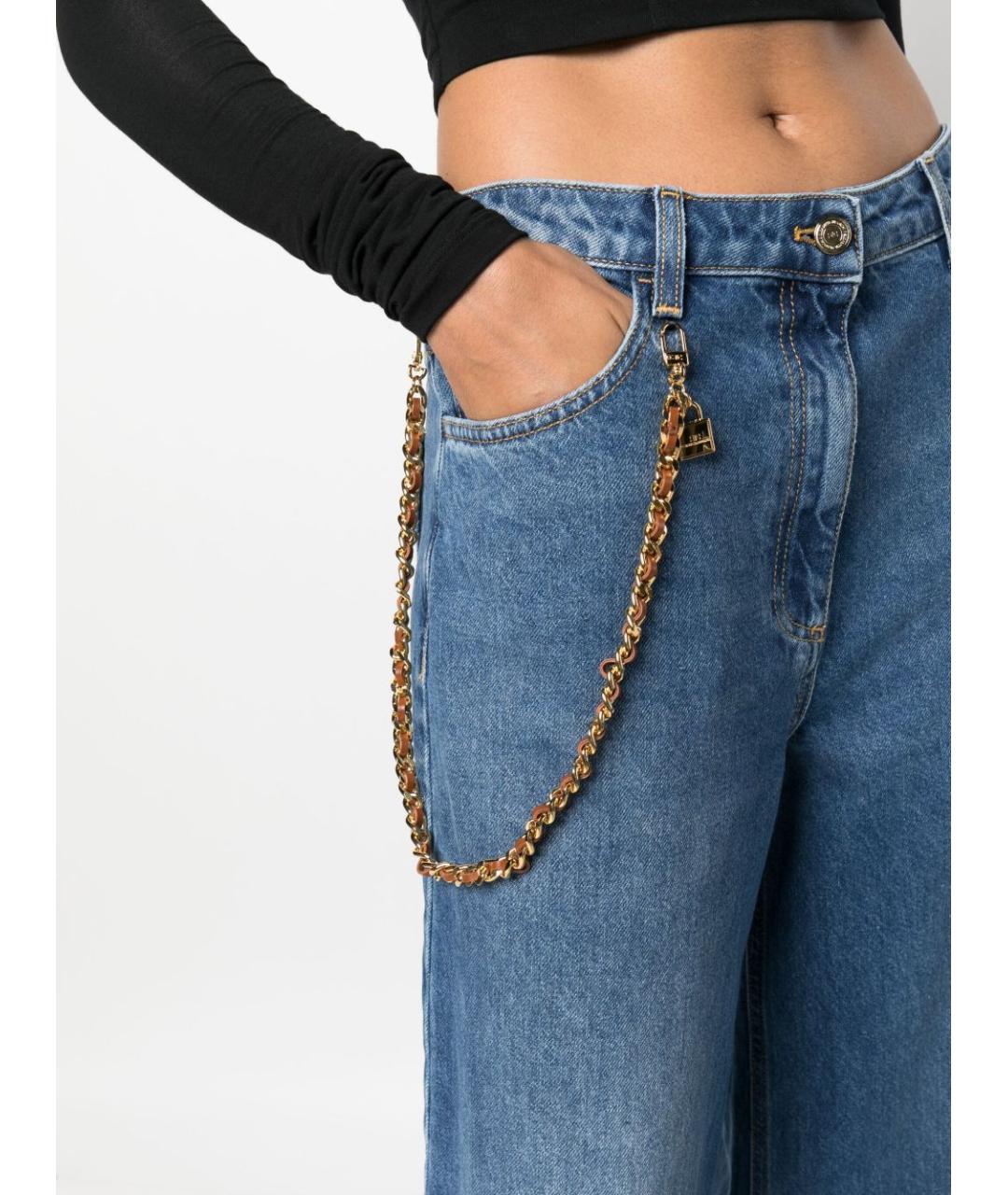 ELISABETTA FRANCHI Синие хлопко-лиоцелловые джинсы клеш, фото 3