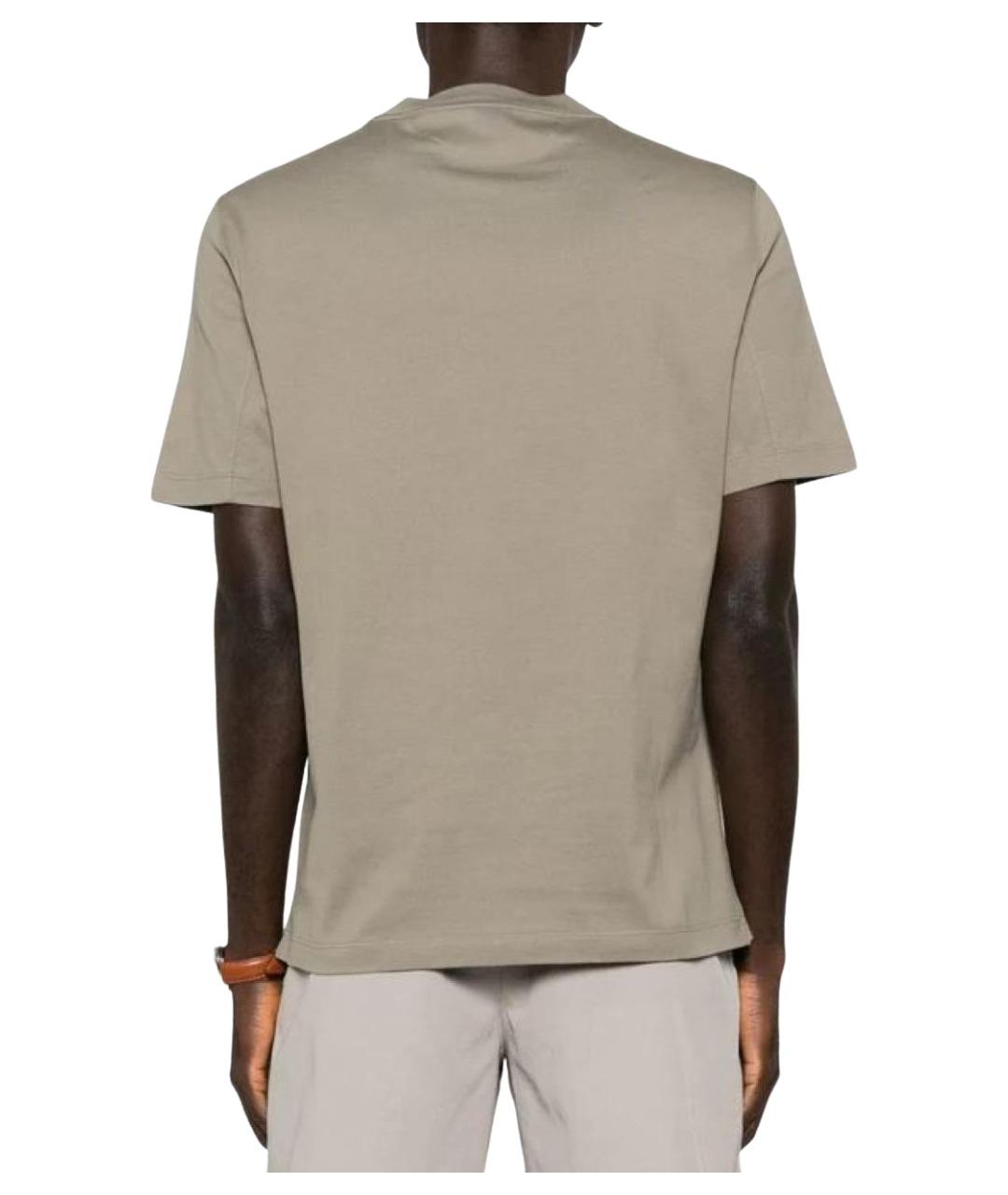 BRUNELLO CUCINELLI Хаки хлопковая футболка, фото 2
