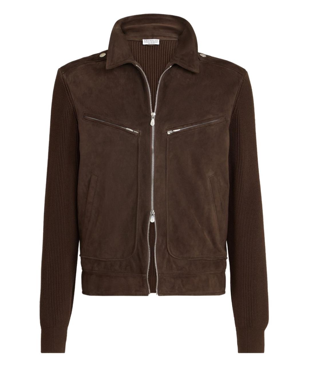 BRUNELLO CUCINELLI Коричневая кожаная куртка, фото 1