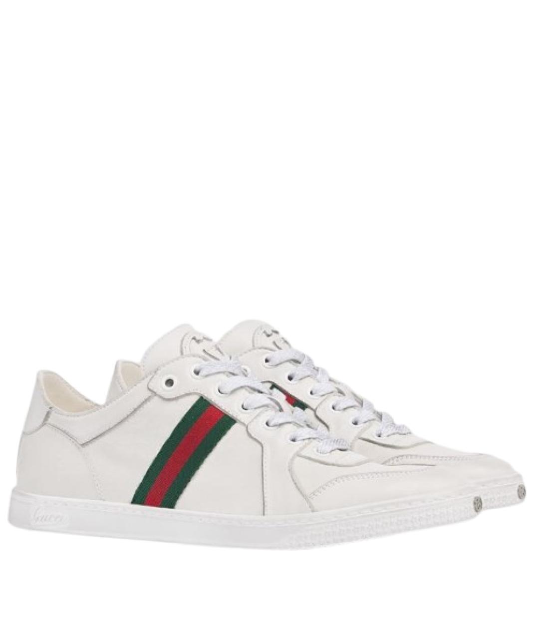 GUCCI Белые кожаные кеды, фото 2