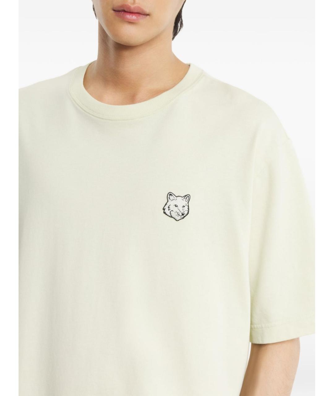 MAISON KITSUNE Зеленая хлопковая футболка, фото 4