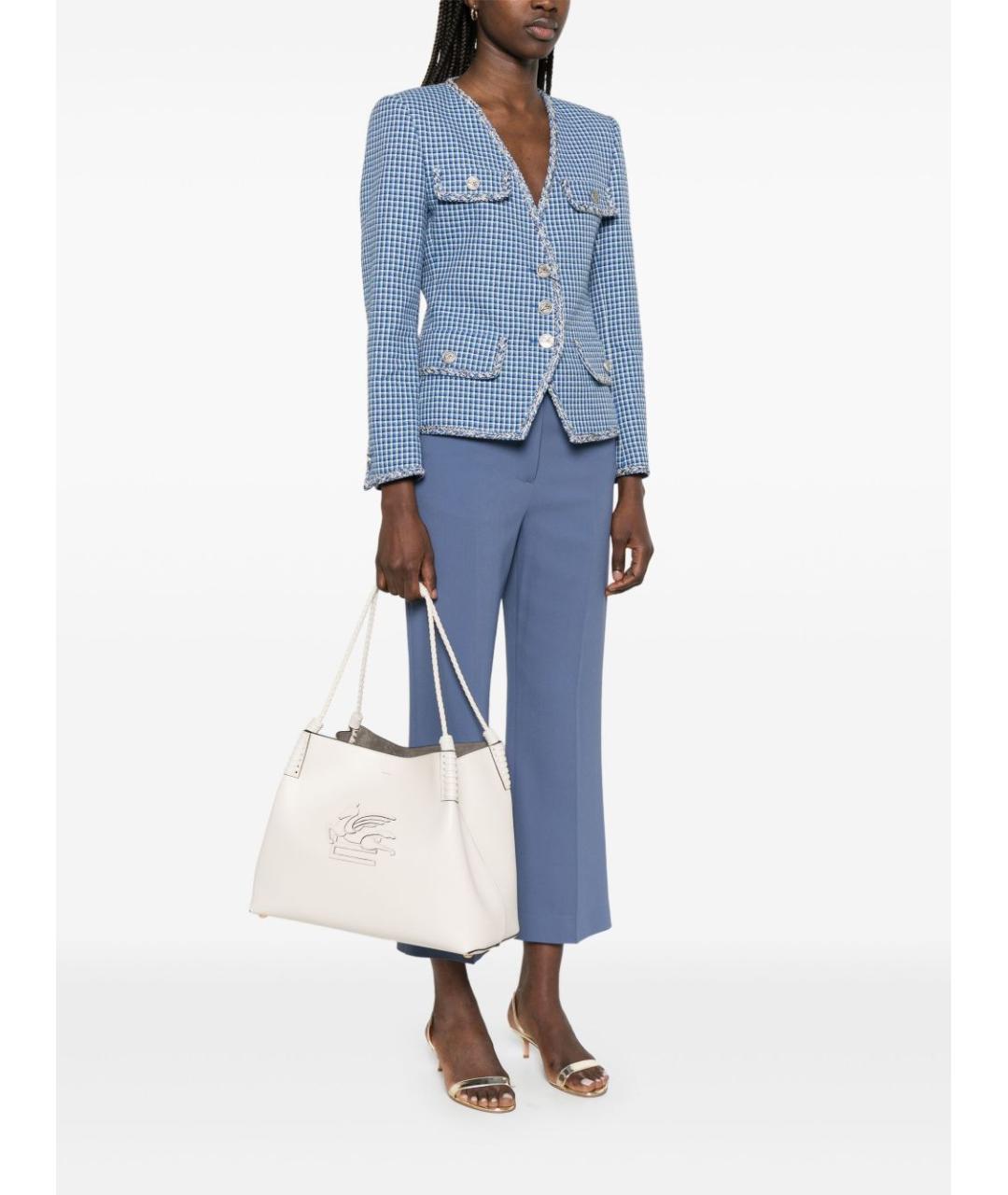 ETRO Белая кожаная сумка тоут, фото 2