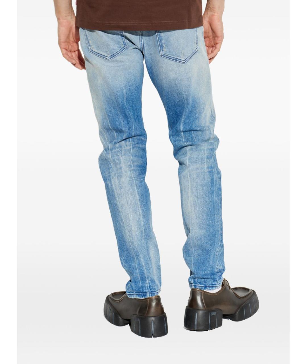 DIESEL Голубые хлопко-эластановые прямые джинсы, фото 4