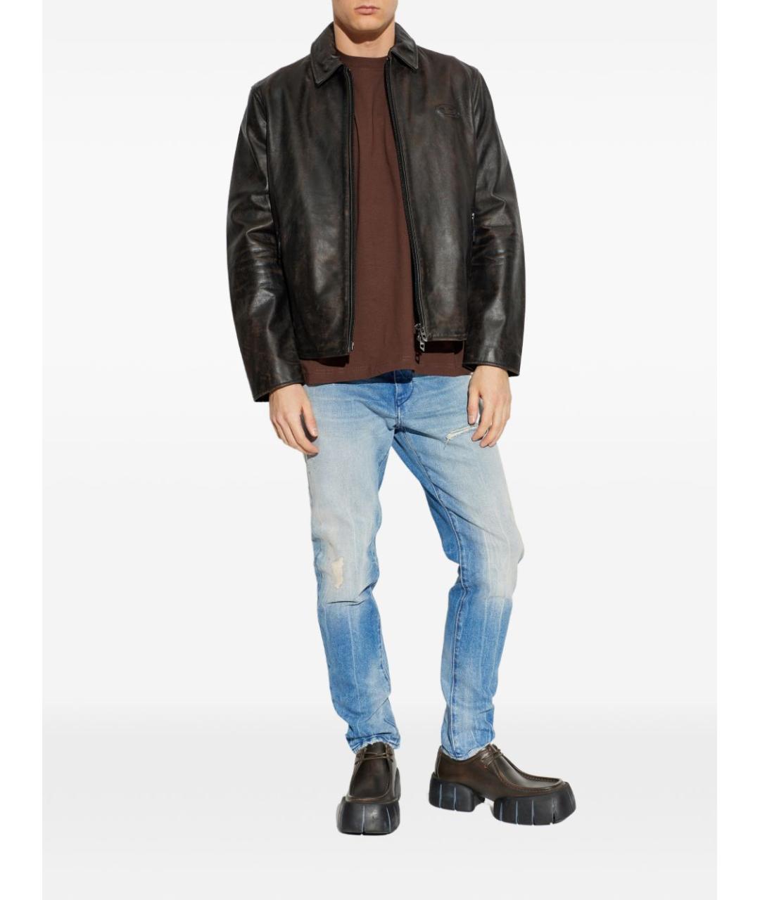 DIESEL Голубые хлопко-эластановые прямые джинсы, фото 5