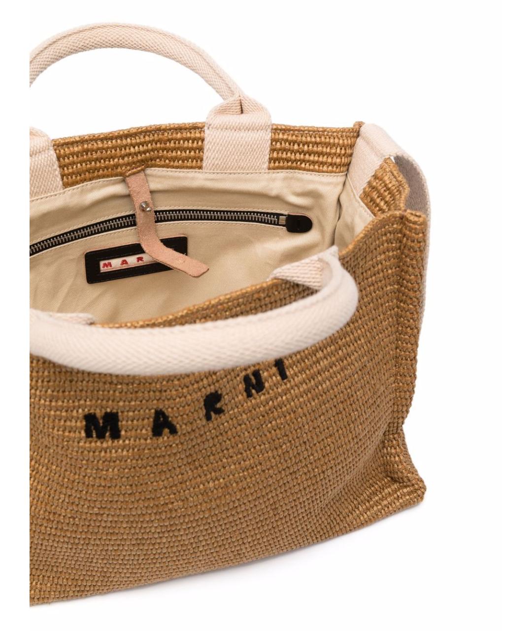 MARNI Бежевая пелетеная сумка тоут, фото 5