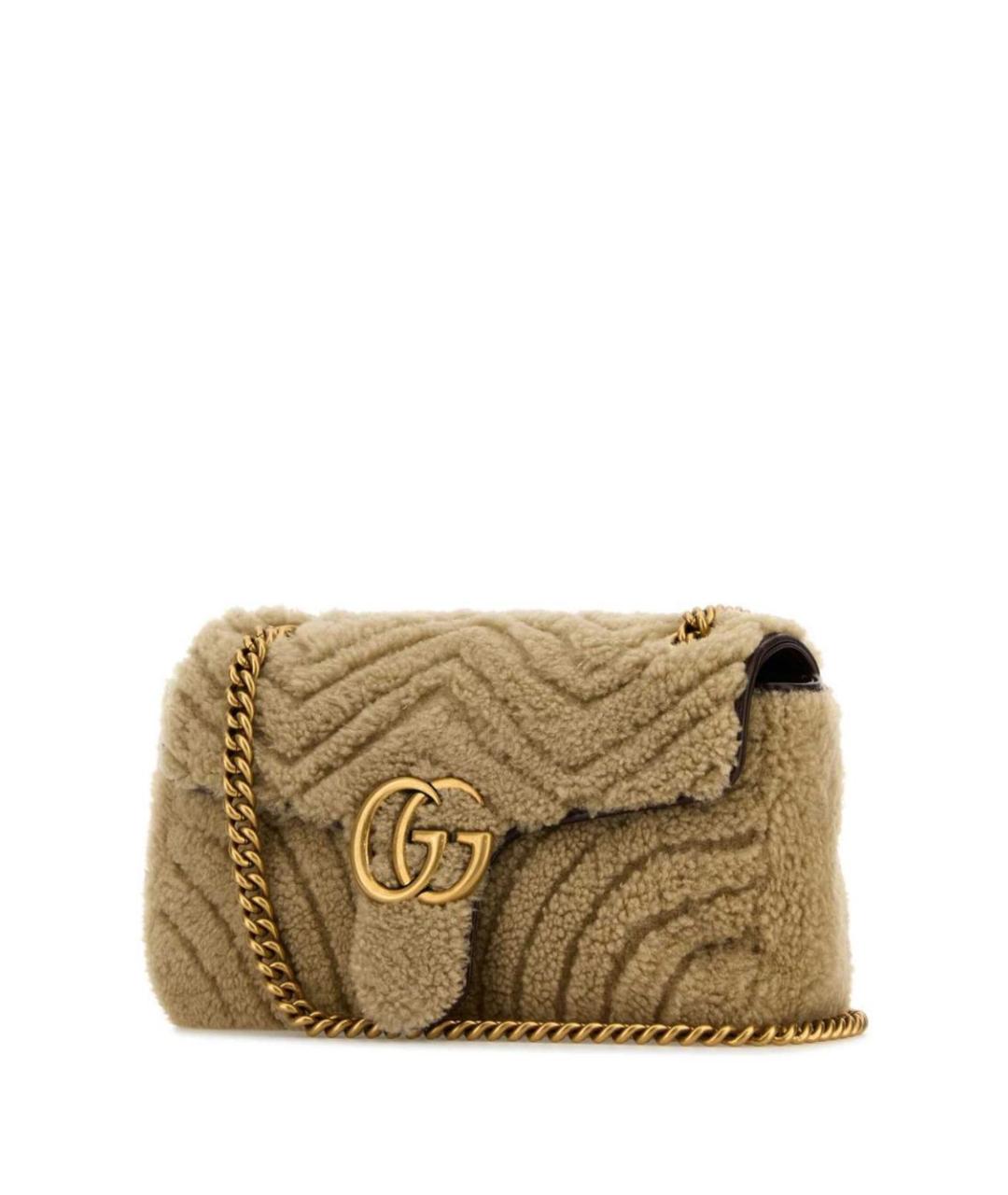 GUCCI Бежевая меховая сумка через плечо, фото 3