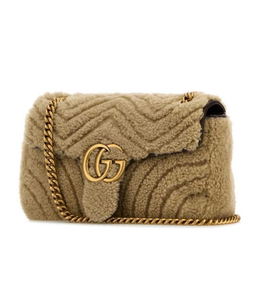 GUCCI Бежевая меховая сумка через плечо, фото 2