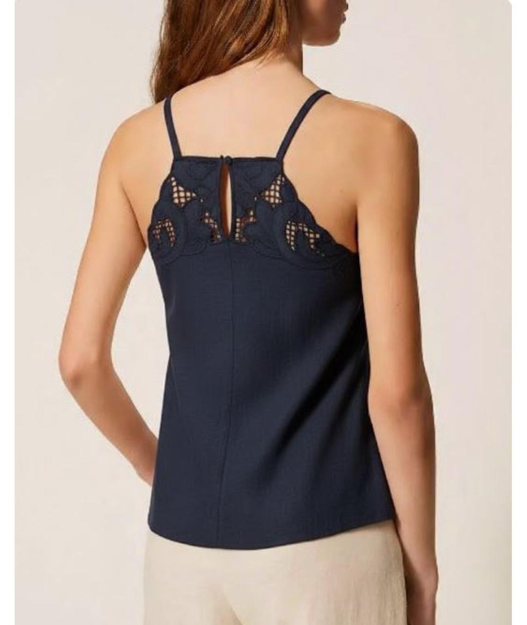 TWIN-SET Синяя шелковая майка, фото 2