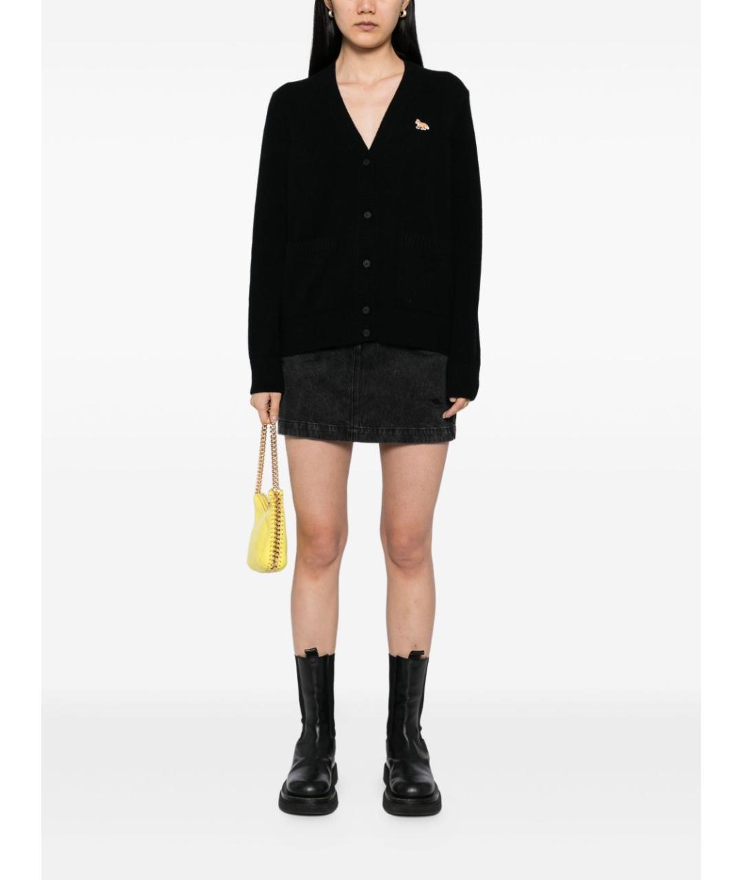 MAISON KITSUNE Черный шерстяной кардиган, фото 4