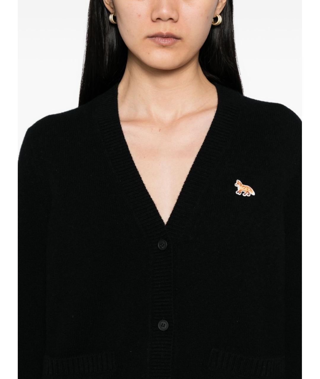 MAISON KITSUNE Черный шерстяной кардиган, фото 2