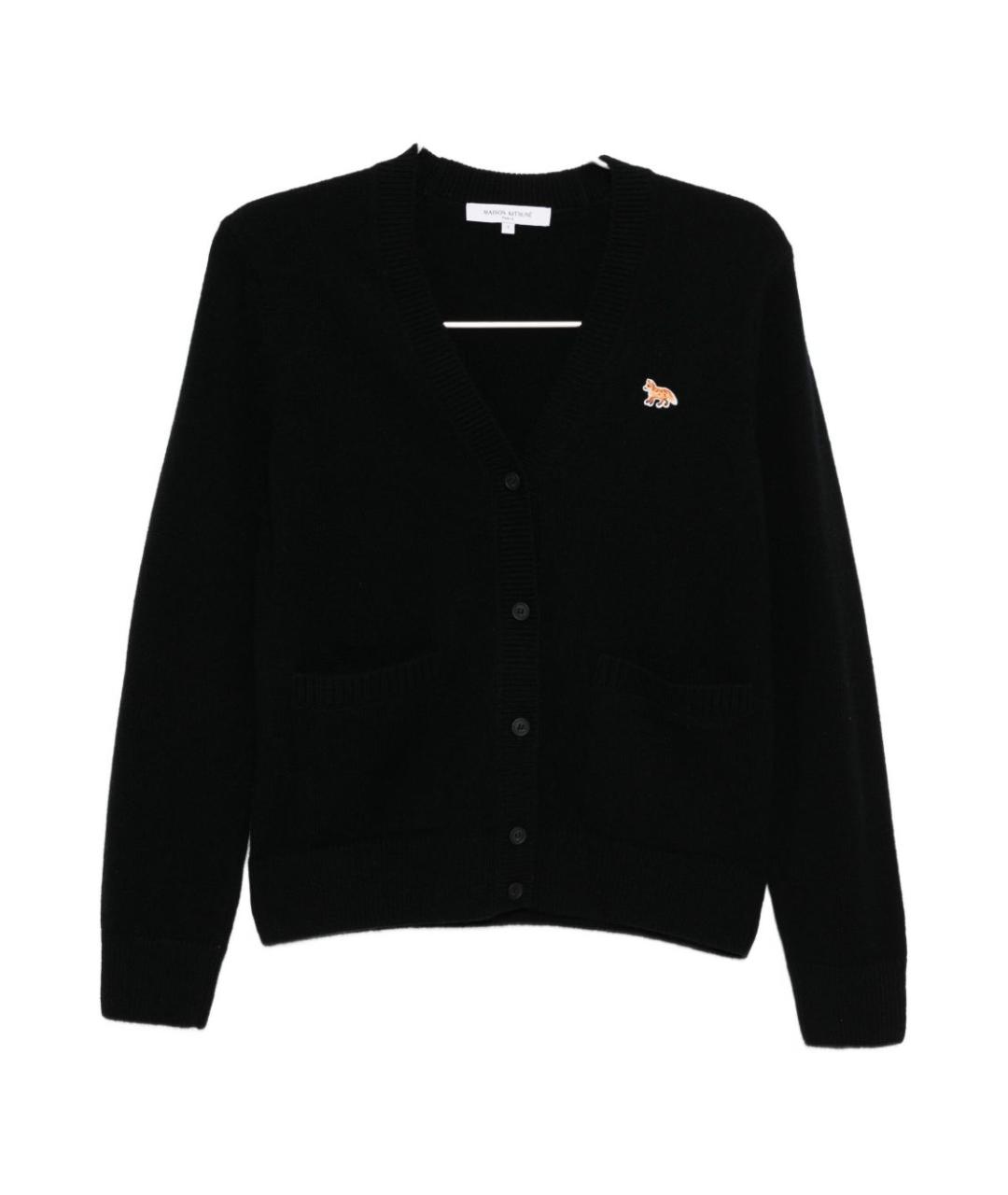 MAISON KITSUNE Черный шерстяной кардиган, фото 1