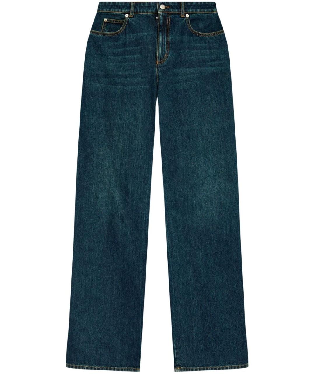 ALEXANDER MCQUEEN Синие хлопковые прямые джинсы, фото 1
