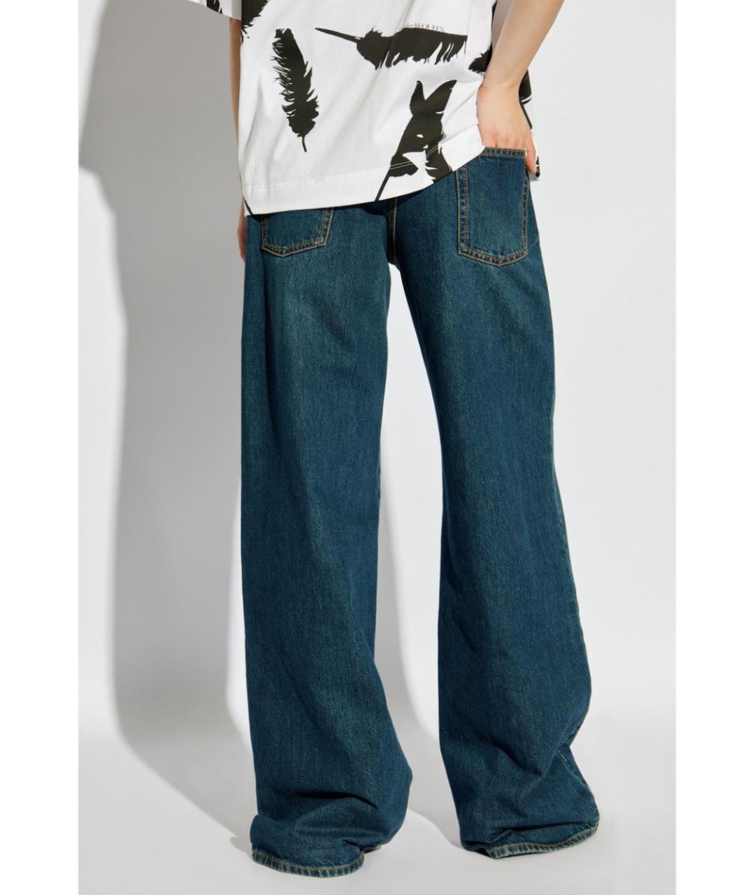 ALEXANDER MCQUEEN Синие хлопковые прямые джинсы, фото 6
