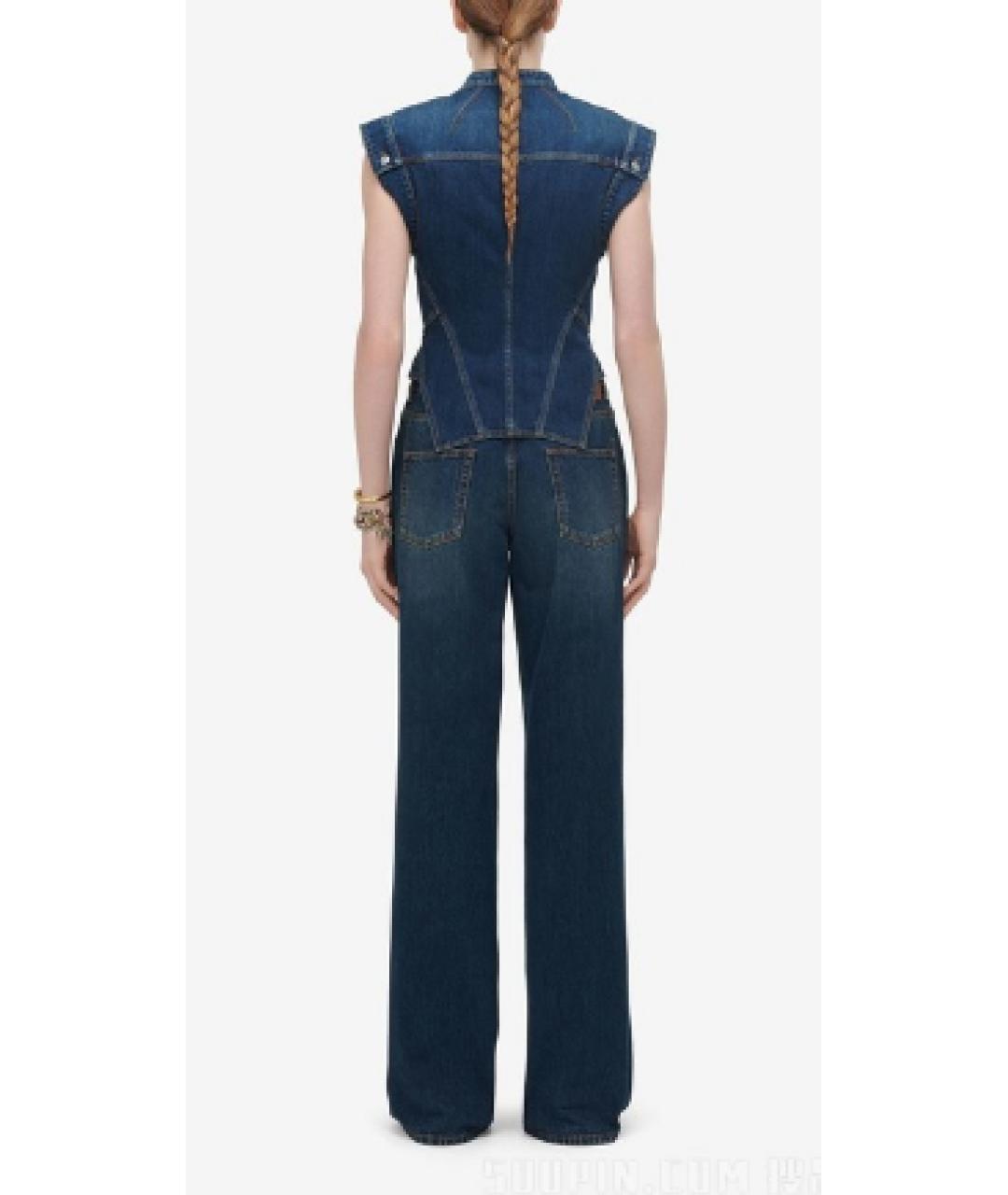 ALEXANDER MCQUEEN Синие хлопковые прямые джинсы, фото 5