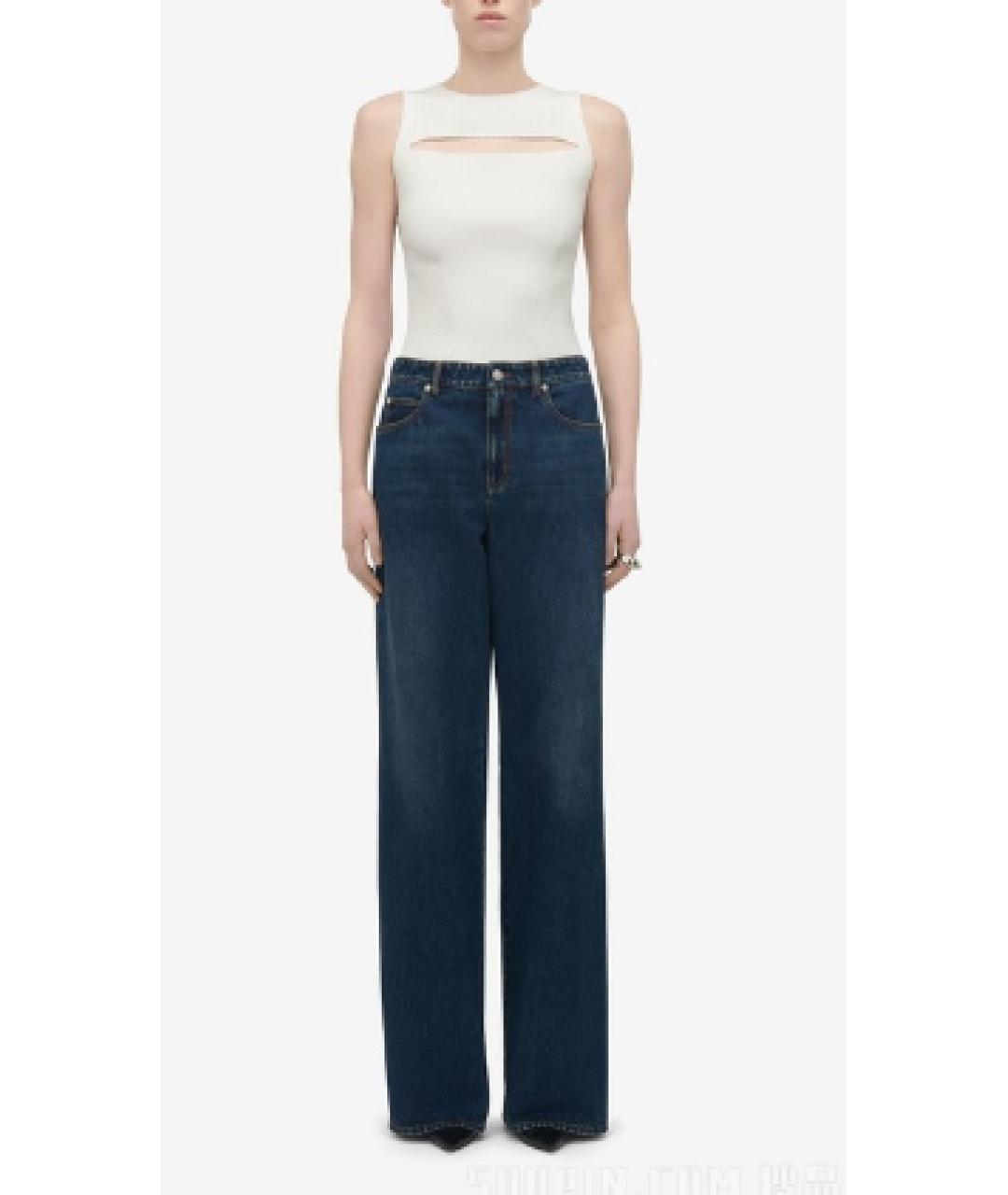 ALEXANDER MCQUEEN Синие хлопковые прямые джинсы, фото 3