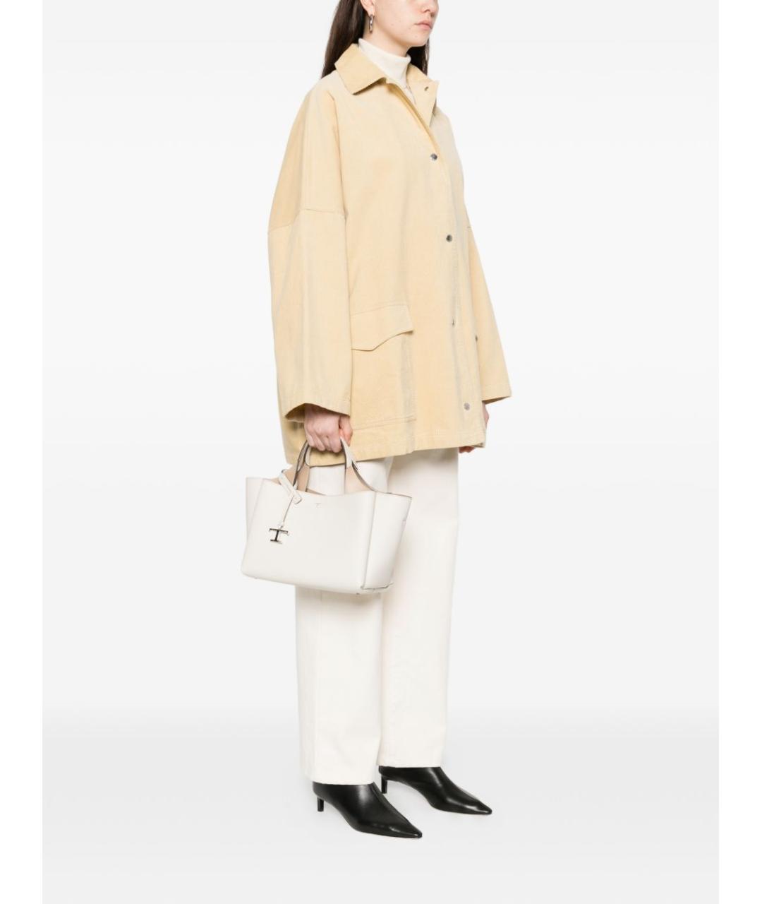 TOD'S Белая кожаная сумка тоут, фото 3