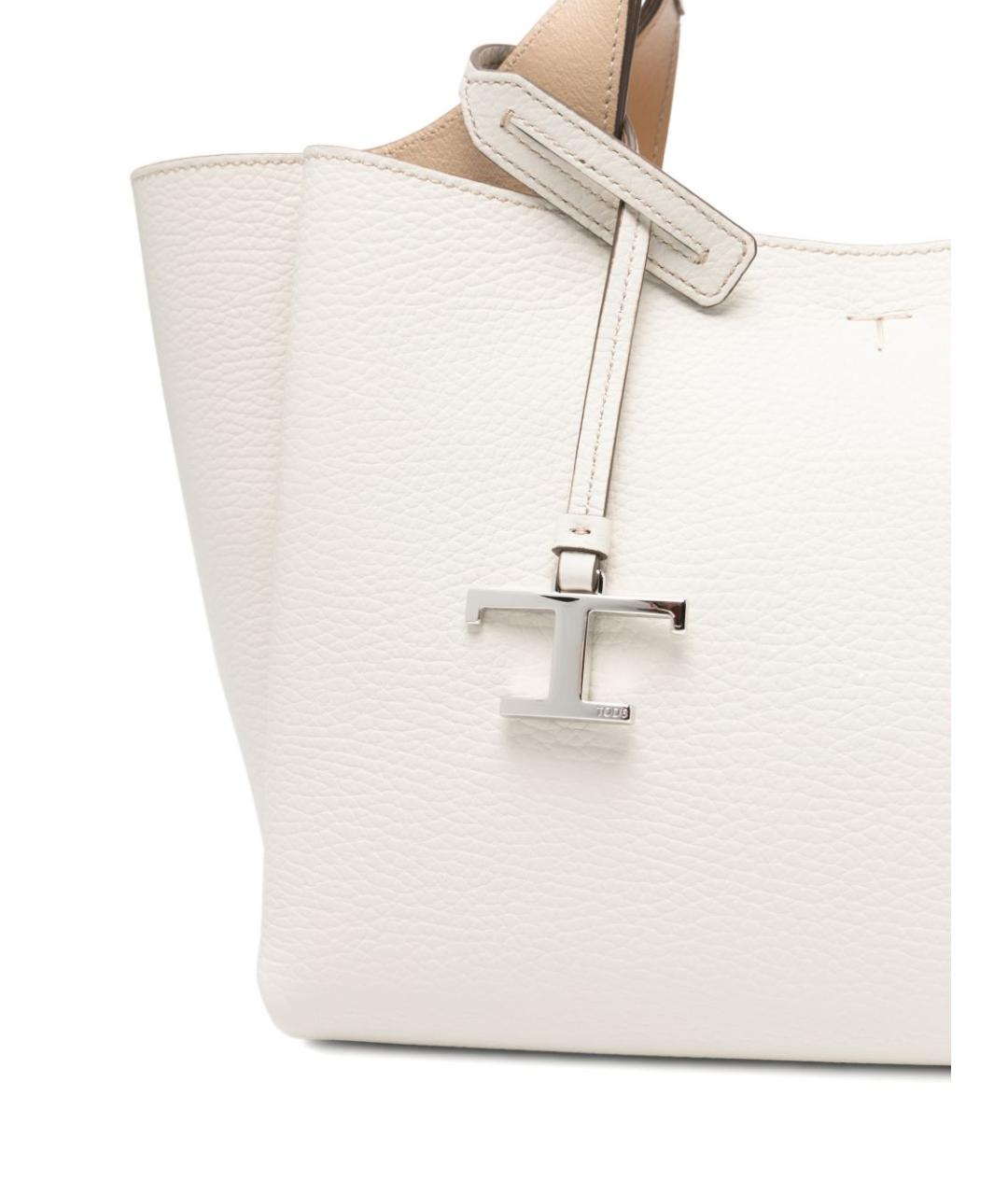 TOD'S Белая кожаная сумка тоут, фото 2