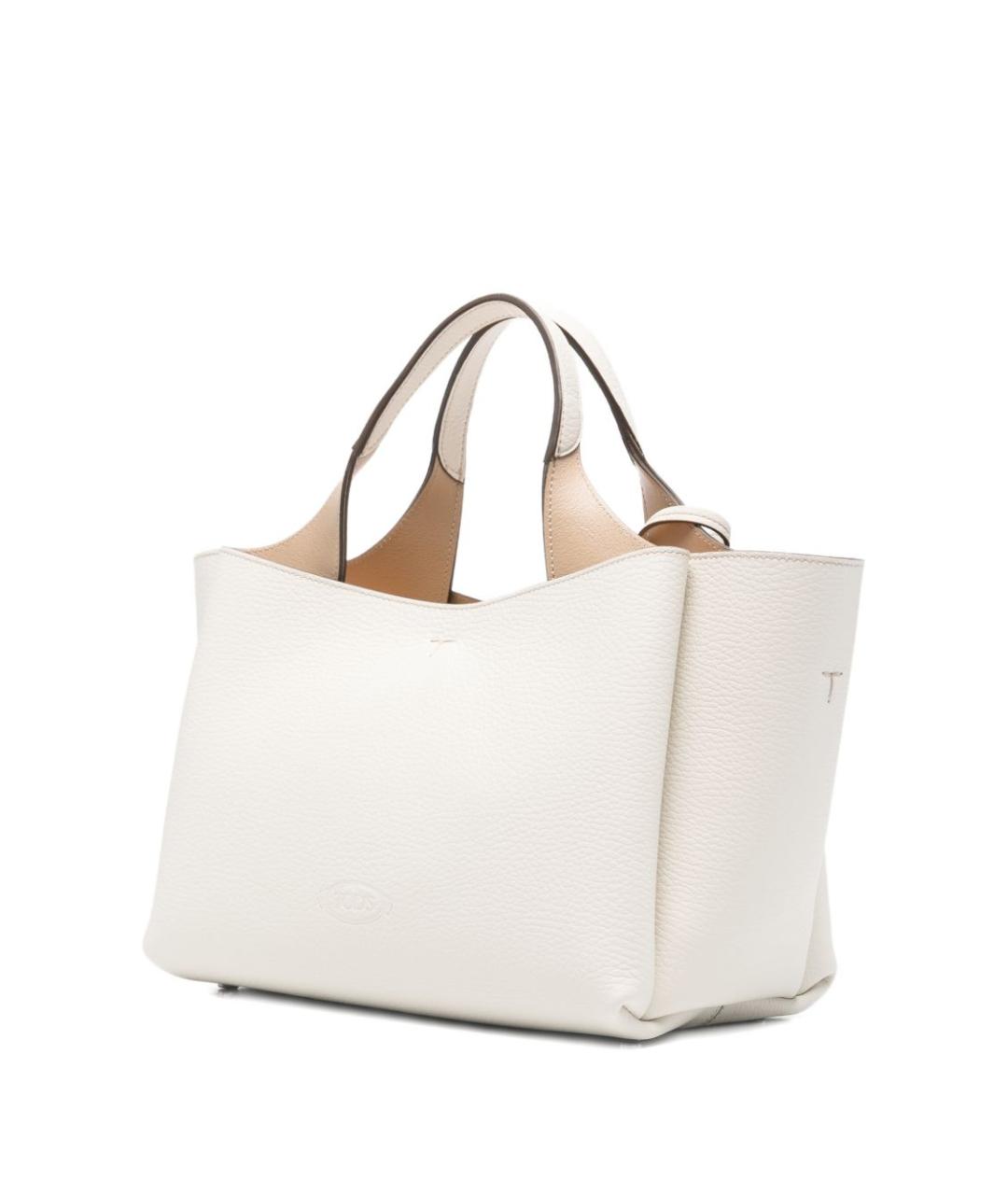 TOD'S Белая кожаная сумка тоут, фото 4