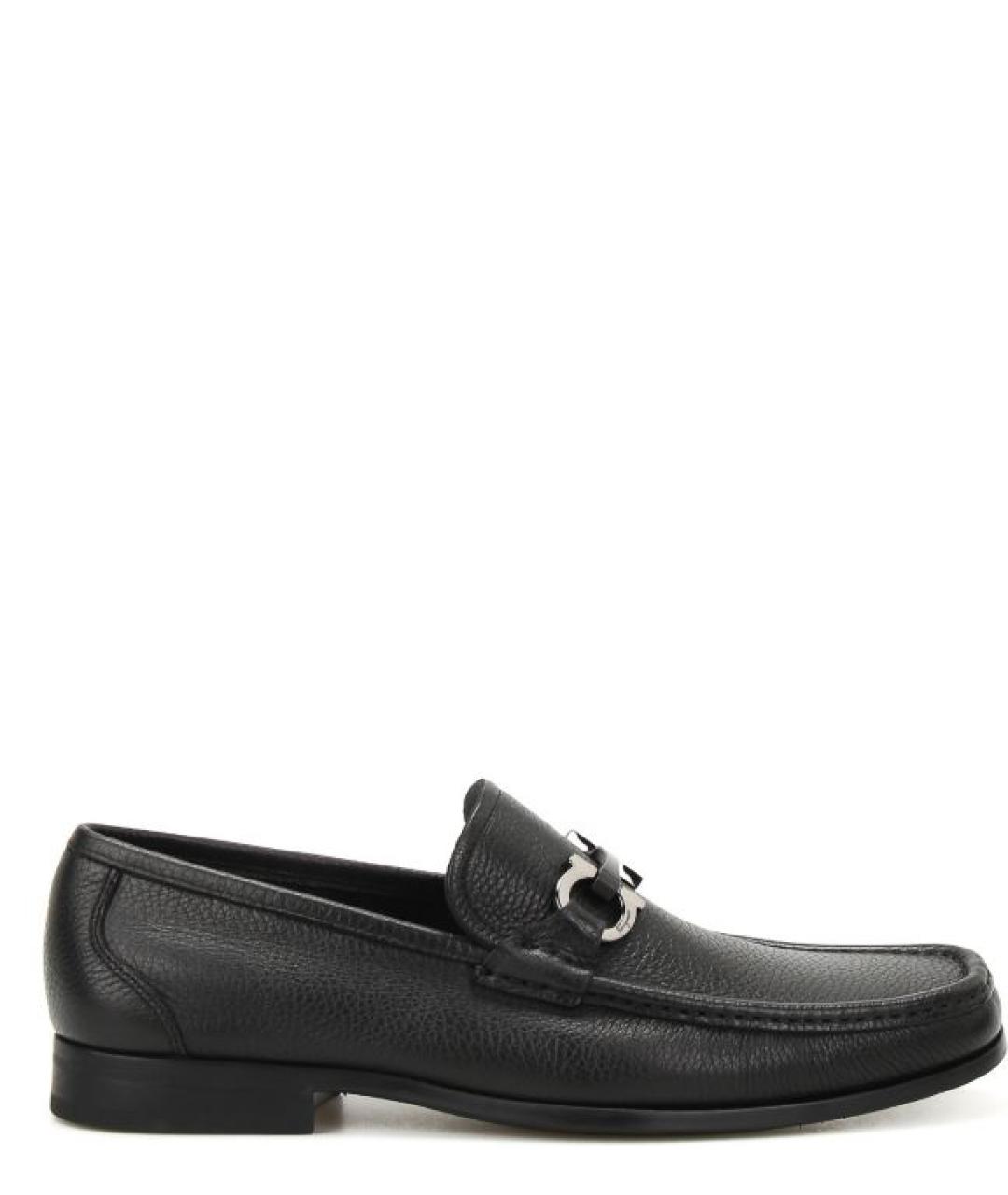 FERRAGAMO Черные кожаные лоферы, фото 1
