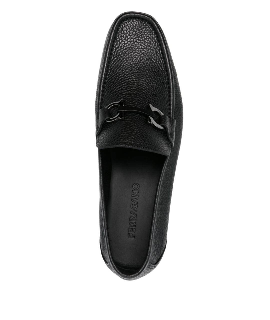 FERRAGAMO Черные кожаные лоферы, фото 3