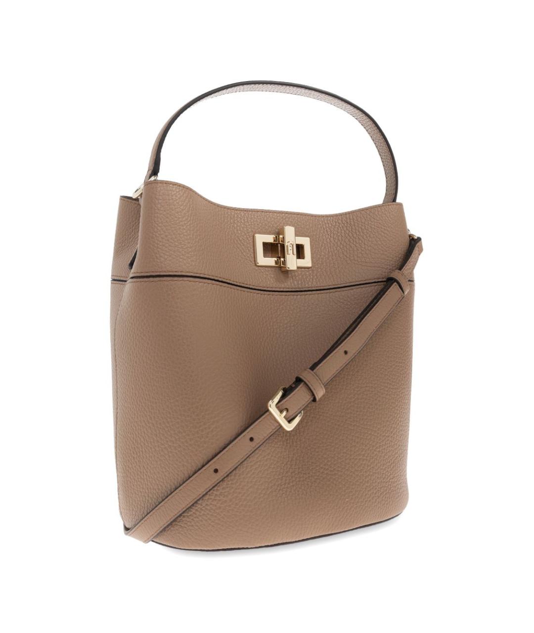 FURLA Бежевая кожаная сумка с короткими ручками, фото 2