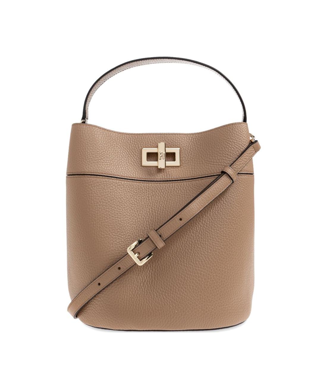 FURLA Бежевая кожаная сумка с короткими ручками, фото 1