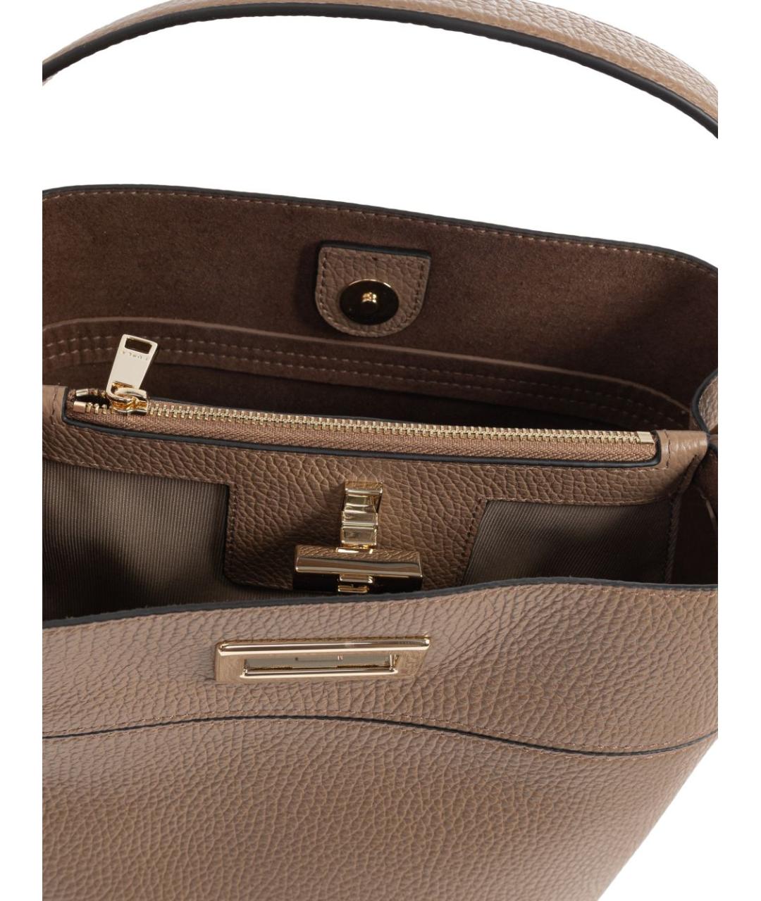 FURLA Бежевая кожаная сумка с короткими ручками, фото 3