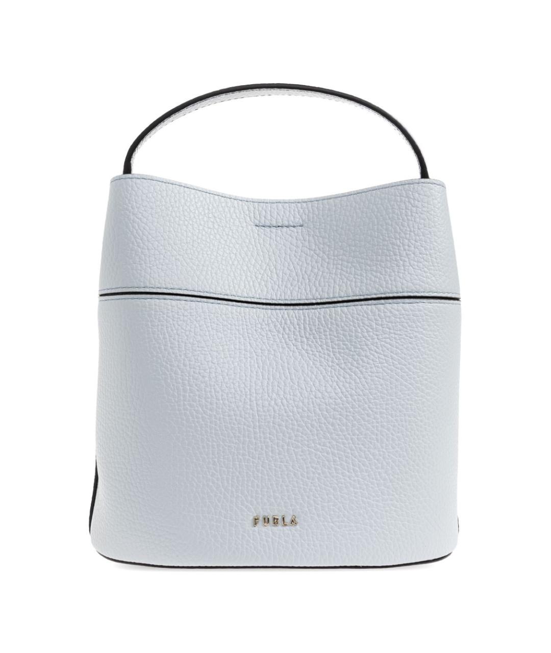 FURLA Голубая кожаная сумка с короткими ручками, фото 3