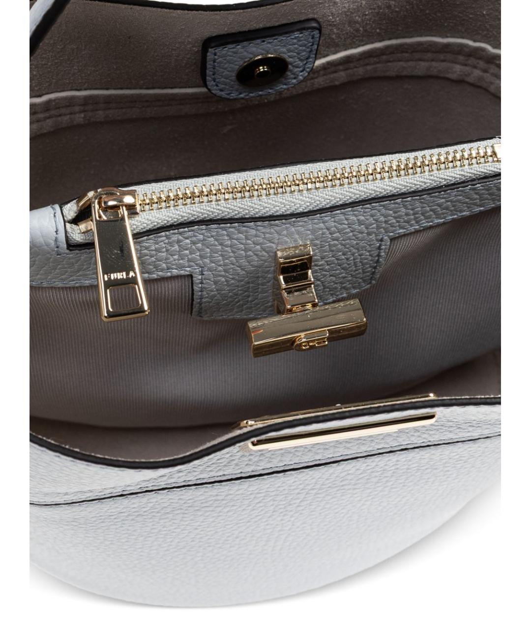 FURLA Голубая кожаная сумка с короткими ручками, фото 5