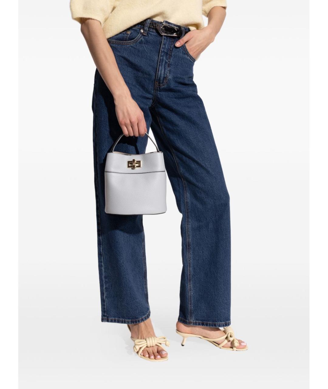 FURLA Голубая кожаная сумка с короткими ручками, фото 6