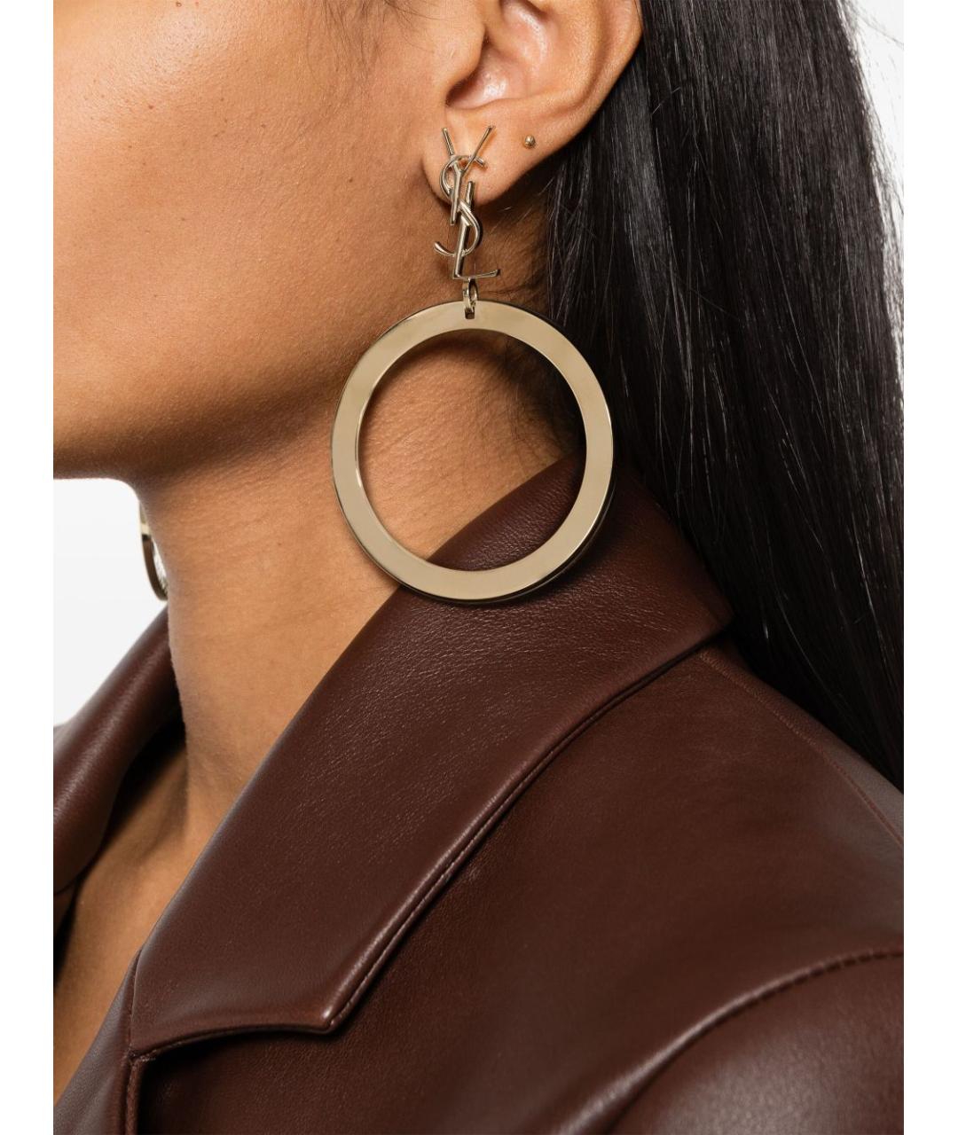 SAINT LAURENT Золотые металлические серьги, фото 3