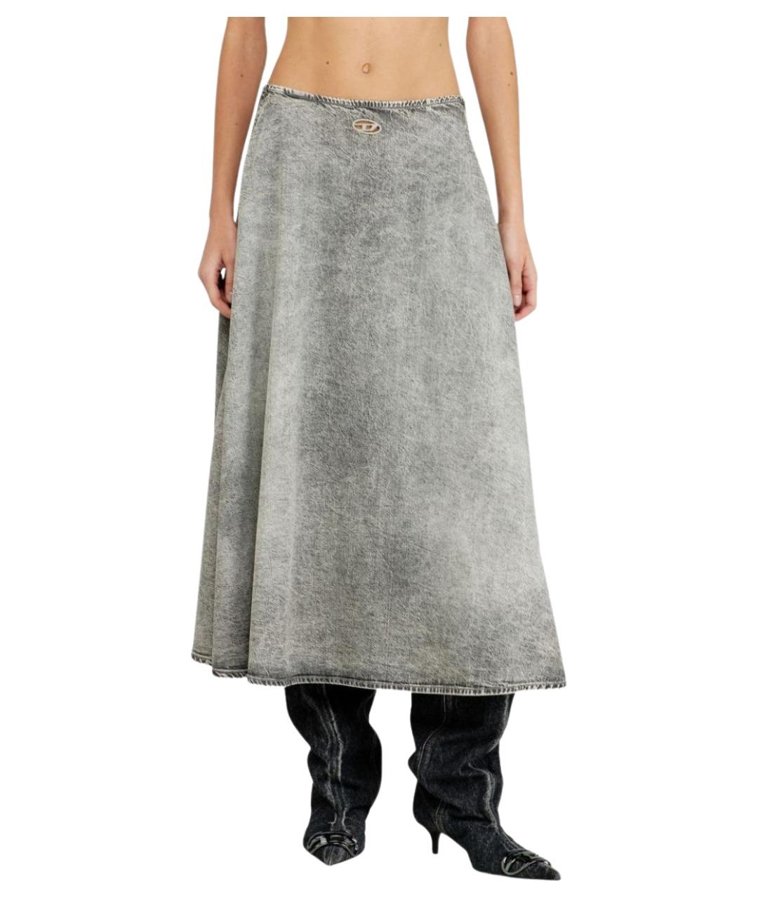 DIESEL Серая хлопковая юбка миди, фото 3