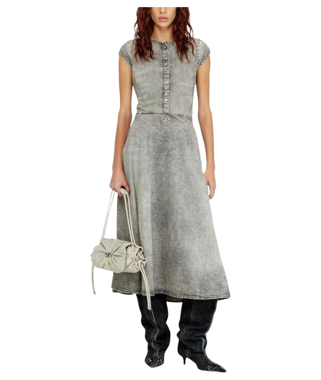 DIESEL Серая хлопковая юбка миди, фото 4