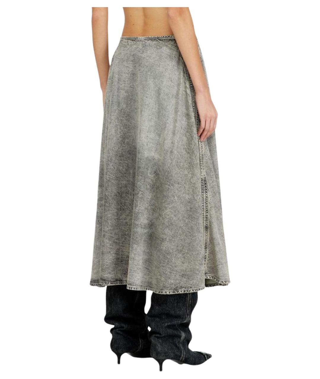 DIESEL Серая хлопковая юбка миди, фото 2