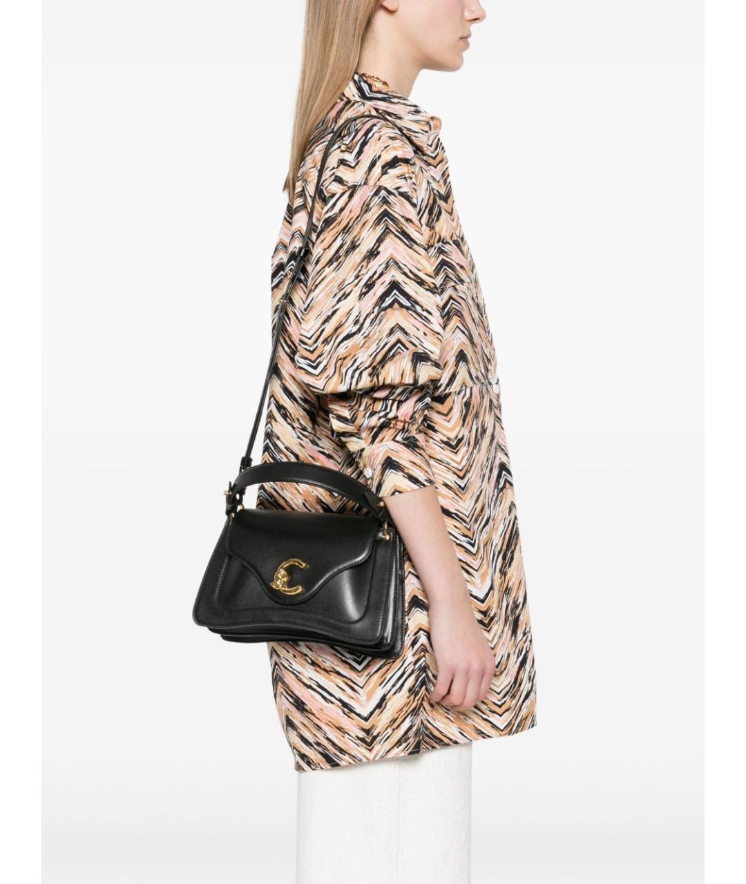 COCCINELLE Черная кожаная сумка с короткими ручками, фото 4