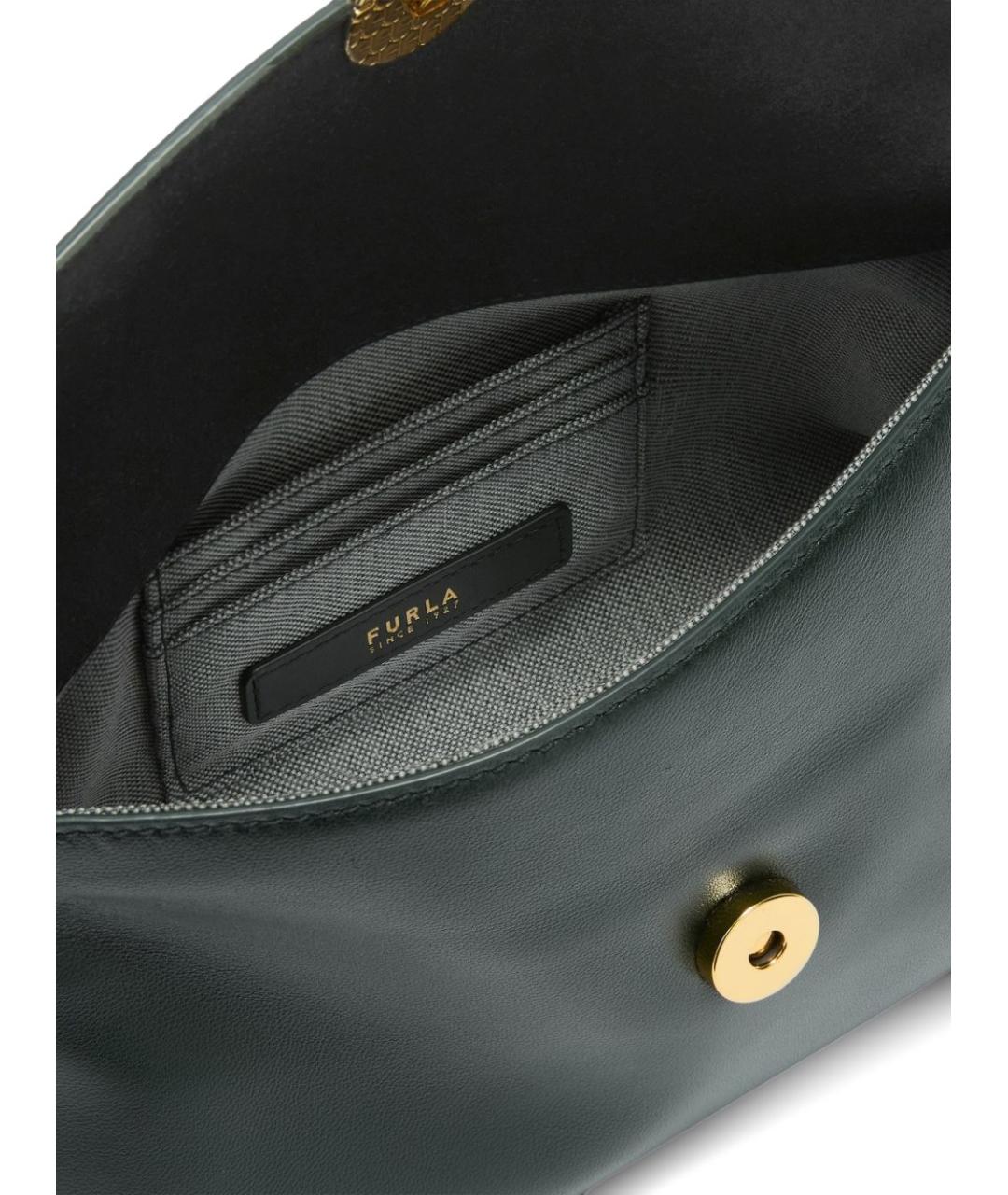 FURLA Зеленая кожаная сумка с короткими ручками, фото 5