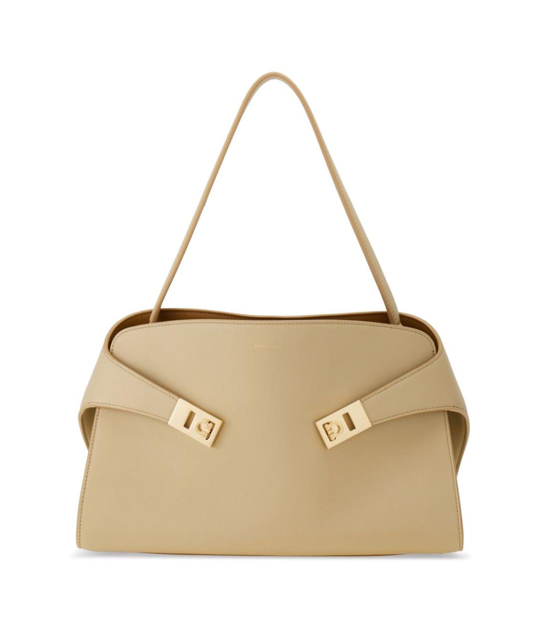 FERRAGAMO Бежевая кожаная сумка тоут, фото 1