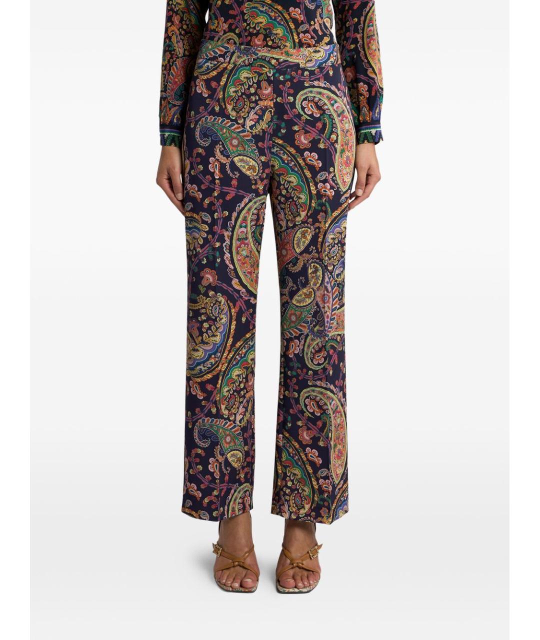 ETRO Мульти полиэстеровые прямые брюки, фото 2