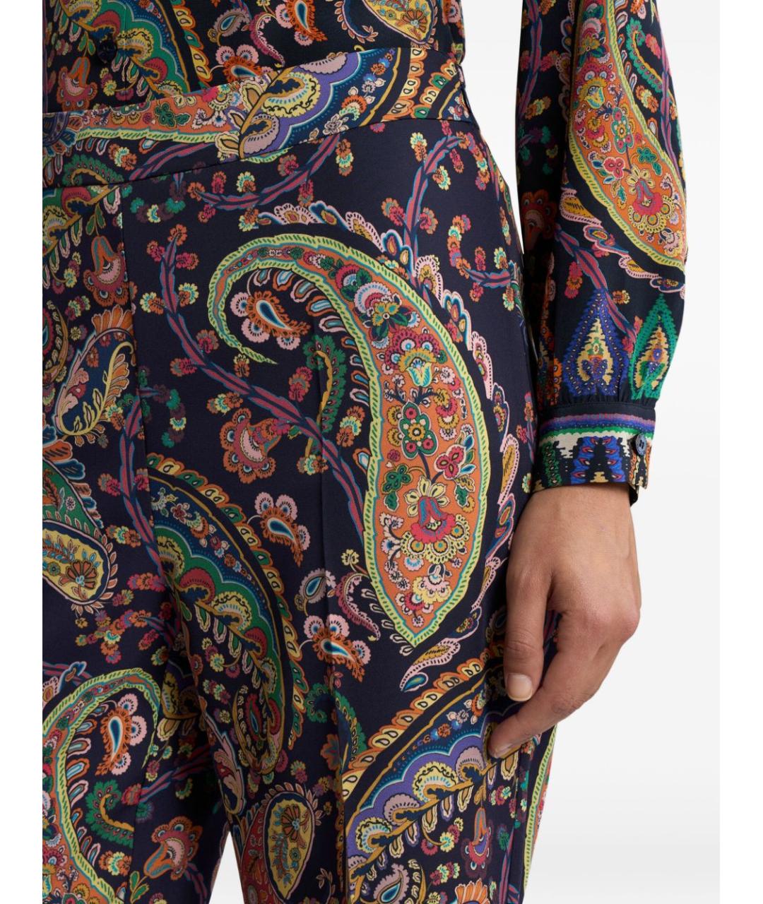 ETRO Мульти полиэстеровые прямые брюки, фото 4