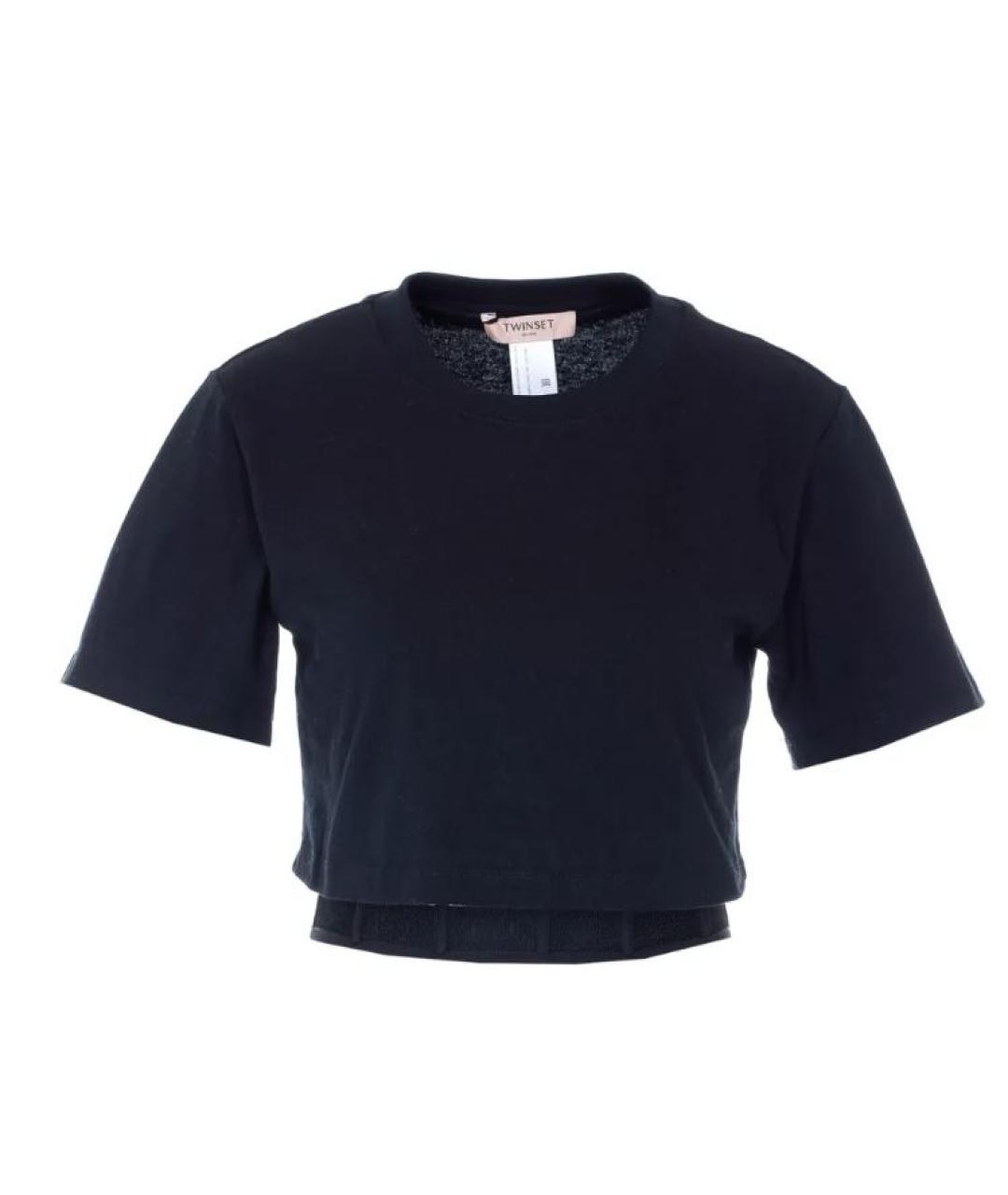 TWIN-SET Черная хлопковая футболка, фото 1