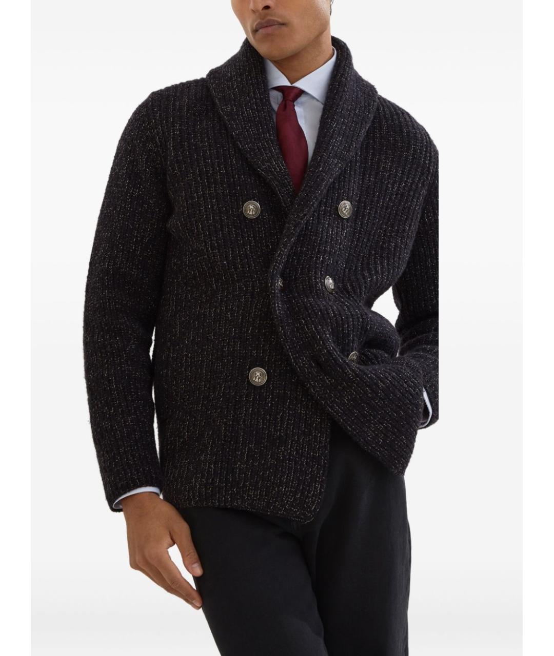 BRUNELLO CUCINELLI Черный шерстяной кардиган, фото 4