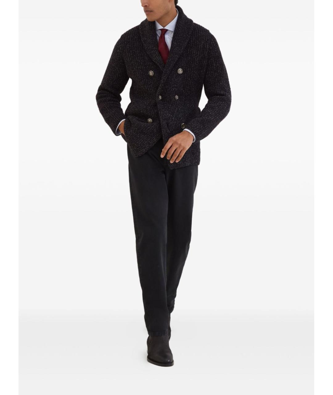 BRUNELLO CUCINELLI Черный шерстяной кардиган, фото 3
