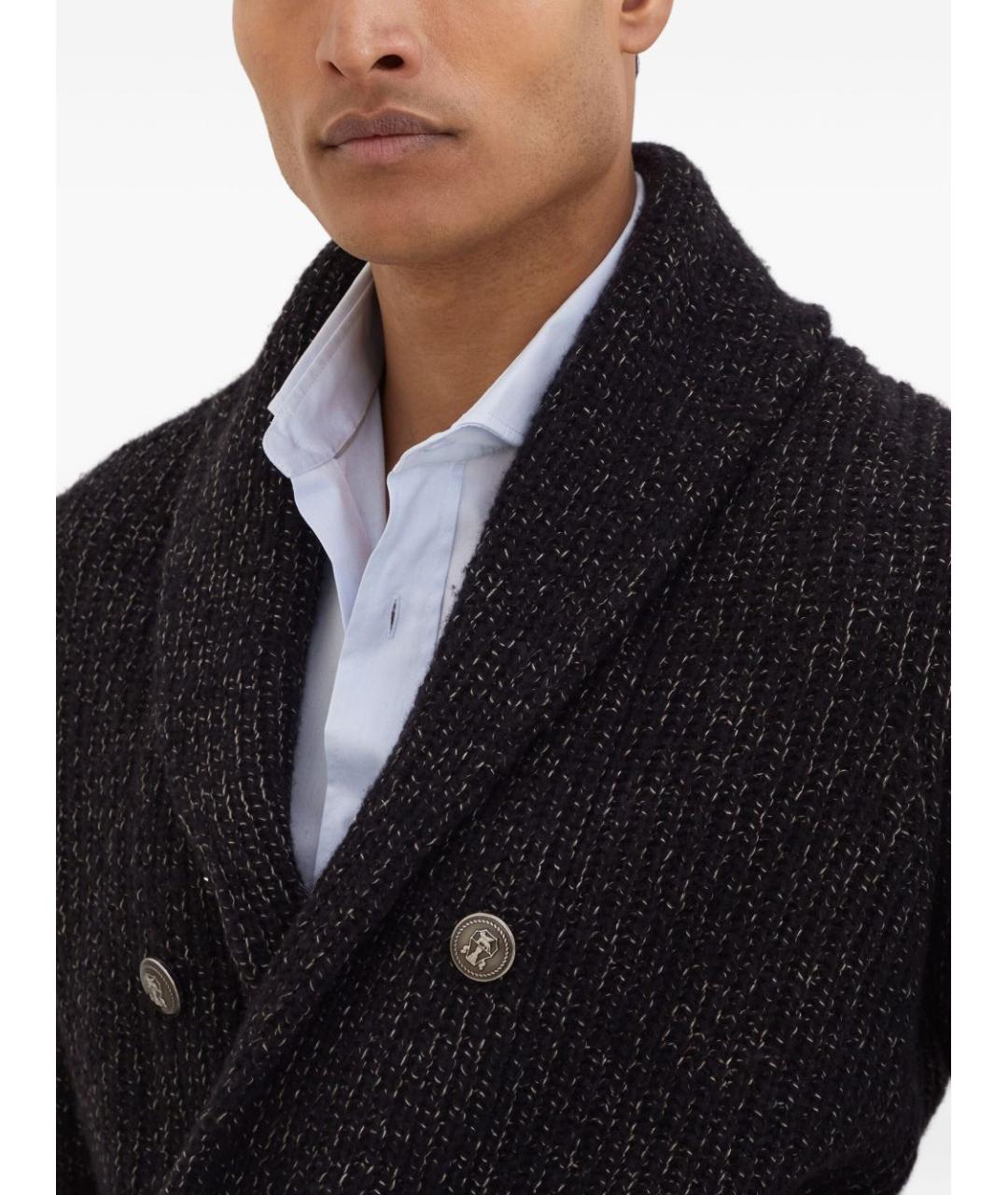 BRUNELLO CUCINELLI Черный шерстяной кардиган, фото 6
