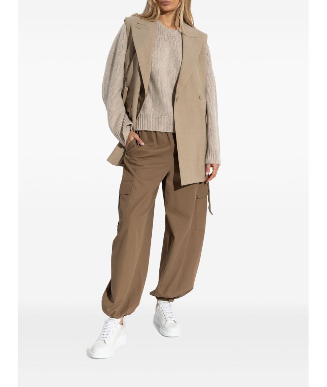 MAX MARA Коричневые хлопковые прямые брюки, фото 2