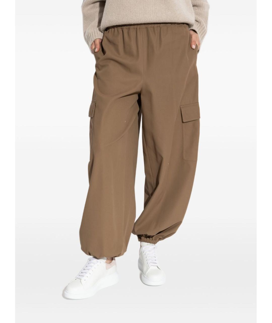 MAX MARA Коричневые хлопковые прямые брюки, фото 3