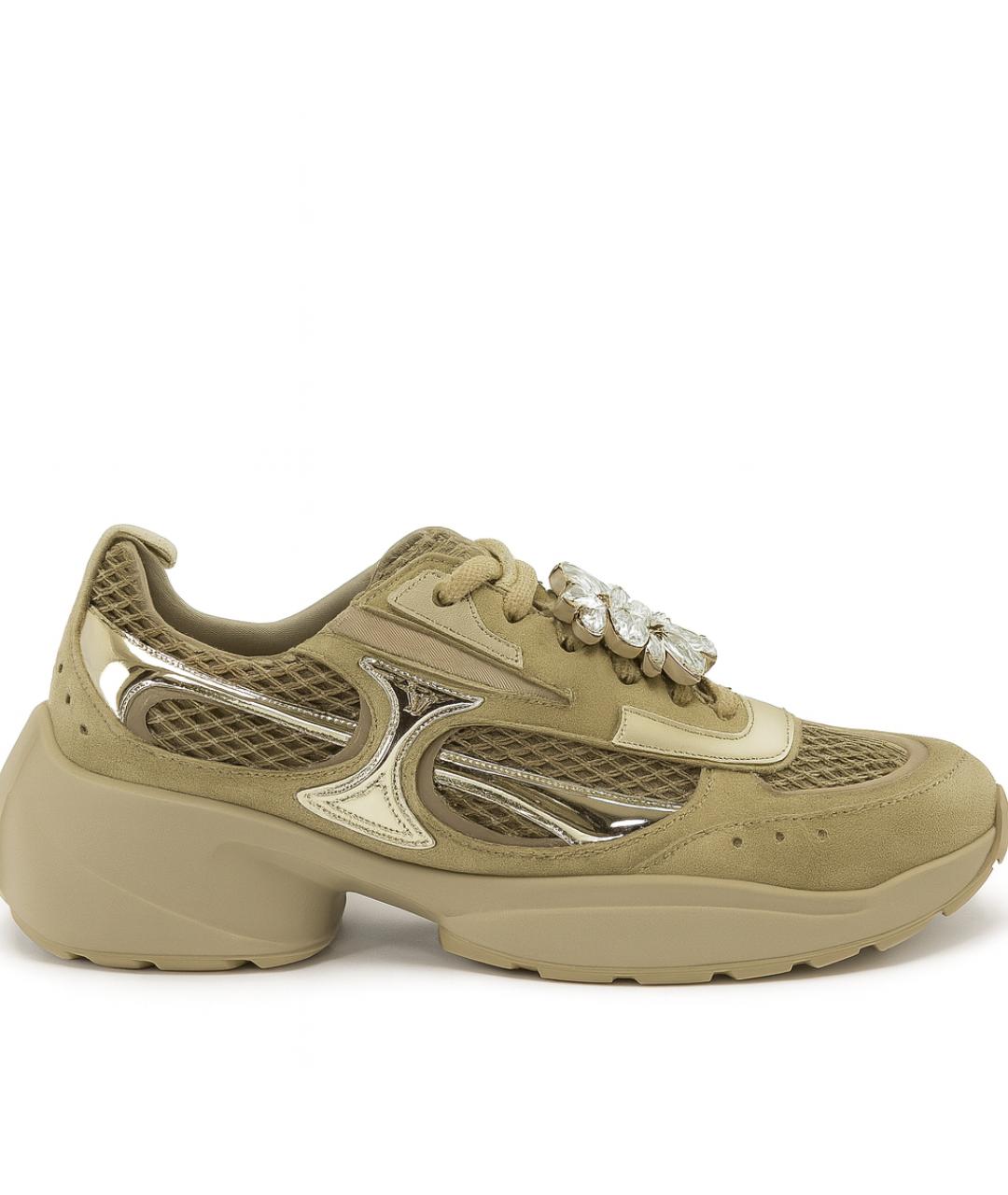ROGER VIVIER Хаки текстильные кроссовки, фото 1