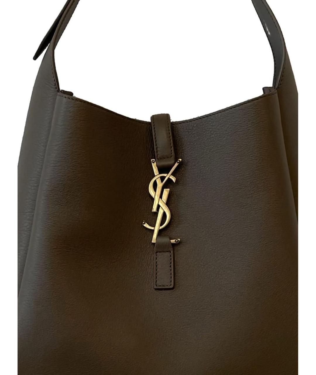 SAINT LAURENT Коричневая кожаная сумка через плечо, фото 2